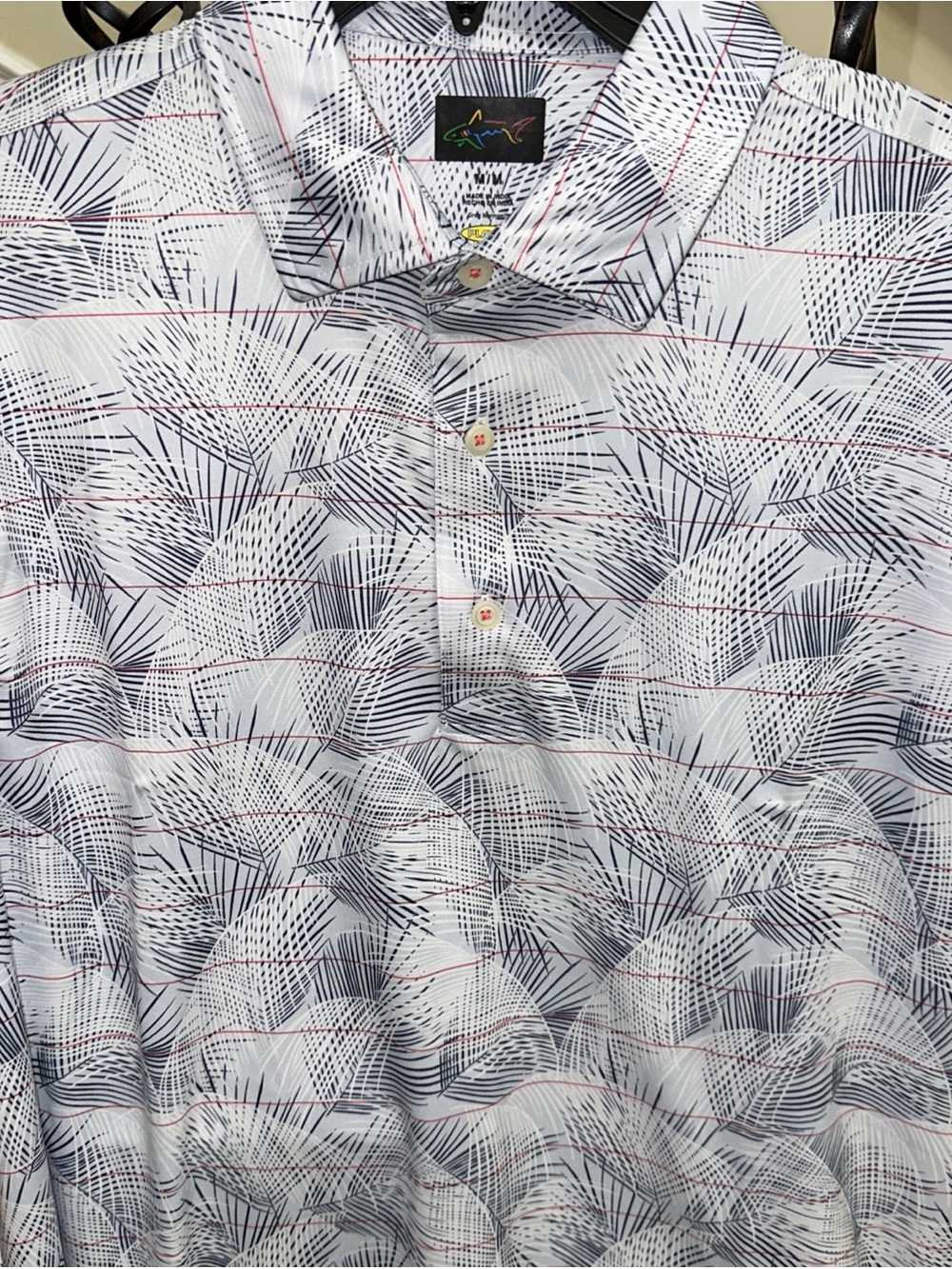 Men's Short-Sleeve Printed Button-Up Shirt - White/Gray new without tag